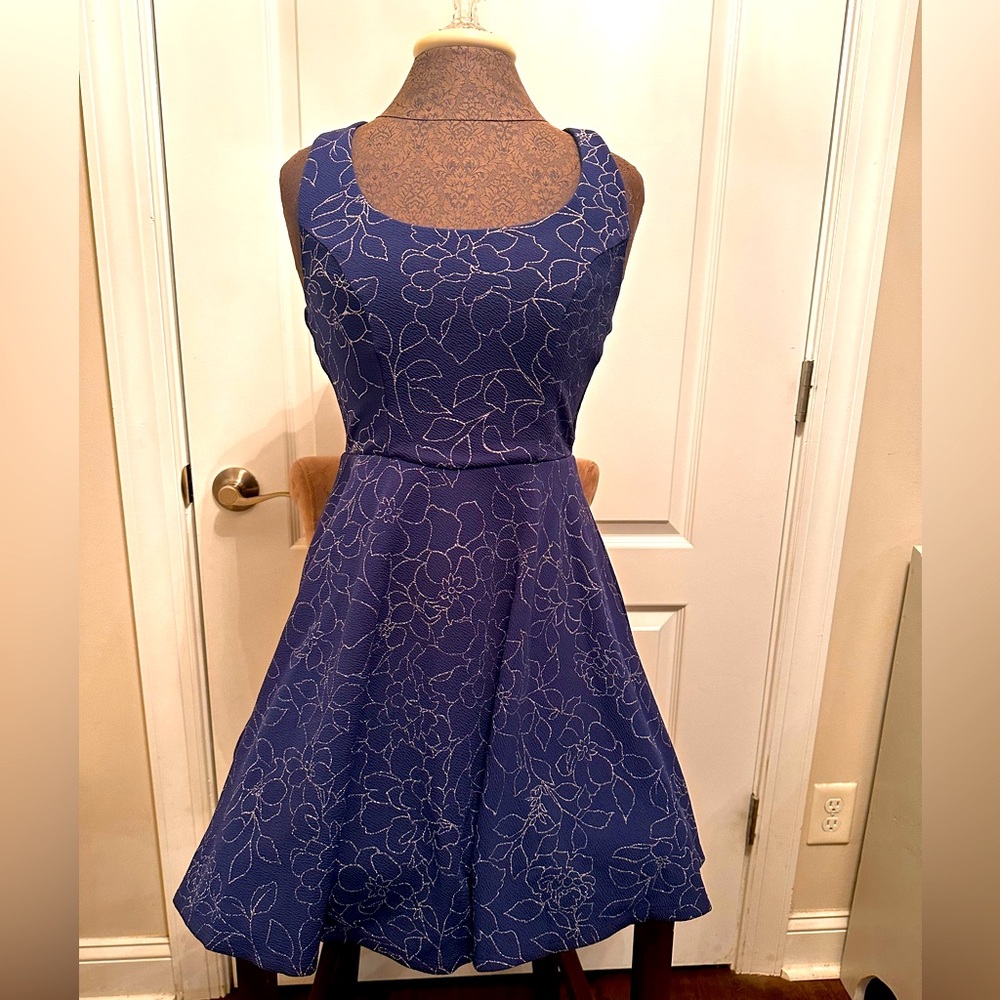 Cocktail Dress by Trixxi in Size Small Cobalt Blue with Silver stitch design